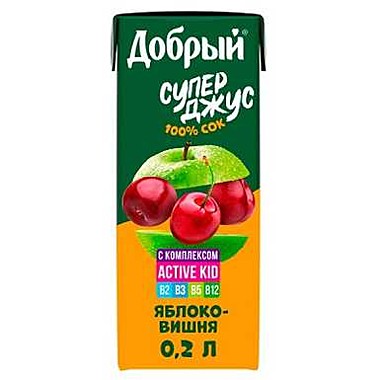Сок ДОБРЫЙ 0,2л яблоко-вишня 1/27  