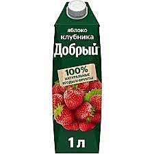 Сок ДОБРЫЙ 1,0л Яблоко-Клубника 1/12  