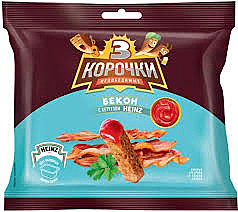 Сухарики 3 корочки ржан.60г+25г 1*30шт бекон с кетч.Heinz  