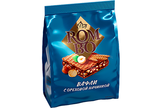 Вафли фас. РОМБО 200гр с ореховой начинкой 1/10