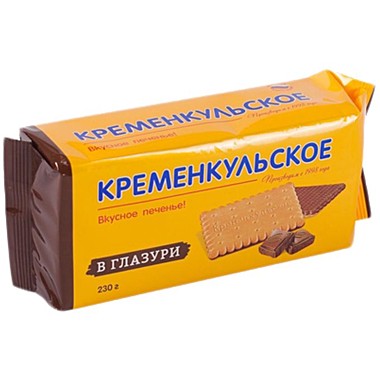 Печенье фас. КРЕМЕНКУЛЬСКОЕ 230гр в глазури основа  1/27 