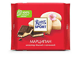 Шоколад РИТТЕР СПОРТ 100г гор. с марципаном 1/12  