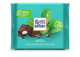 Шоколад РИТТЕР СПОРТ 100г темн. с мятной начинкой 1/12  