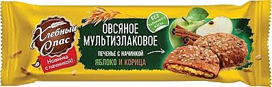 Печенье фас. Мультизлаковое овсяное с нач. Ябл./корица 250гр 1/10 Хлебный спас