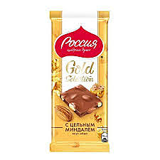 Шоколад РОССИЯ Голд селекшн с цел. миндалем и медом 80гр 1/10