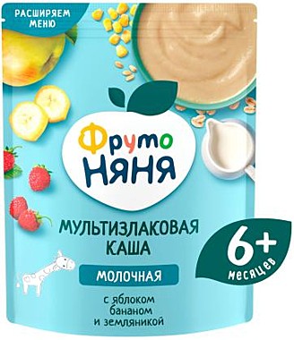 Каша ФРУТОНЯНЯ 200гр сух Мультизлак.Яблоко/банан/земл. 1/6