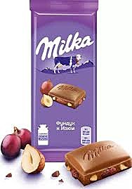 Шоколад МИЛКА 85 гр Мол. изюм/лесной орех 1/22