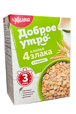 УВЕЛКА Хлопья 4-х зерновые 350гр с пшенич. отр.  1/14/6   