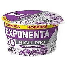 Продукт кисломолочный обезжир. EXPONENTA High-pro 160мл Черника/малина 1/12