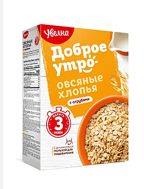 УВЕЛКА Хлопья овсяные 400гр быстрые с пшен.отрубями  1/14/6  