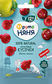 Фруктовые кусочки ФРУТОНЯНЯ 15гр. ябл/вишня 1/10