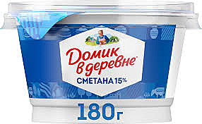 Сметана ДОМИК В ДЕРЕВНЕ 15% 180г стакан 1/8