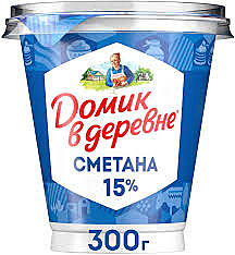 Сметана ДОМИК В ДЕРЕВНЕ 15% 300г стакан 1/8