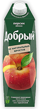 Сок ДОБРЫЙ 1,0л Яблоко-Персик 1/12  