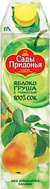 Сок САДЫ ПРИДОНЬЯ 1л Груша/Яблоко 1/12