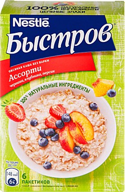 Каша БЫСТРОВ 240гр Овсяная ассорти с молоком 1/8
