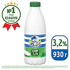 Кефир ПРОСТОКВАШИНО 930г 3,2%  бут.БЗМЖ 1/6