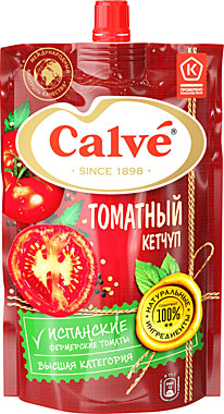 Кетчуп КАЛЬВЕ 350 гр Томатный д/п 1/28  