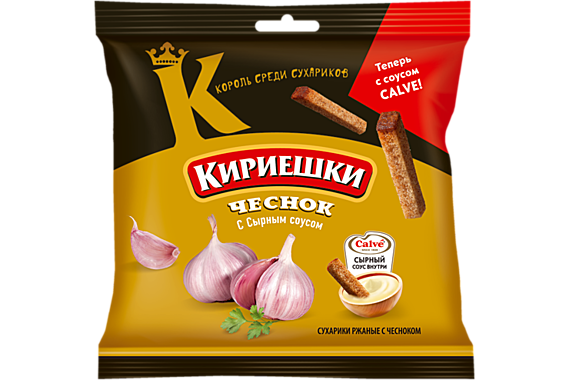 Кириешки РЖАНЫЕ 60г+25г чеснок сырный соус 1/30   