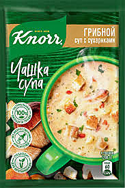 КНОРР Чашка Супа Грибной  суп с сухариками 16 гр 1/30 