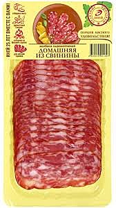 Нарезка колбаса Домашняя из свинины с/к в/у 80гр. Иней 1/10